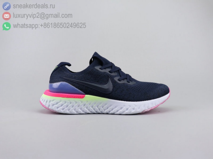 NIKE RISE REACT FLYKNIT FABRIC NEW NAVY UNISEX RUNNING SHOES